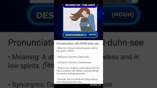 WORD OF THE DAY DESPONDENCY  14 October 2024 [upl. by Eadwina46]