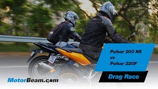 Pulsar 200 NS vs Pulsar 220F  Drag Race  MotorBeam [upl. by Alekat]