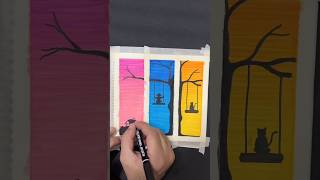 How to Draw Scenery with Brush Pen art shorts [upl. by Sokim]