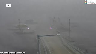 Hurricane Milton Tornado sweeps over bridge during meteorologists live report [upl. by Ody]