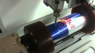 Gravograph M40 engraving a Red Bull Energy drink Aluminum can [upl. by Given754]