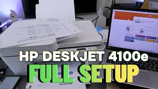 HP Deskjet 4100e Full Setup Unboxing Install Ink cartridge WIFI Setup amp Print Load Paper [upl. by Noivert]