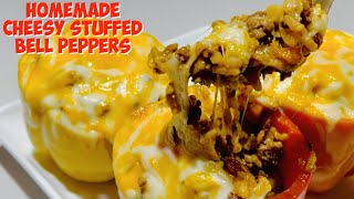 HOMEMADE CHEESY STUFFED BELL PEPPERS  ZATARAIN’S RED BEANS amp RICE  PERLYDEE [upl. by Obrien]