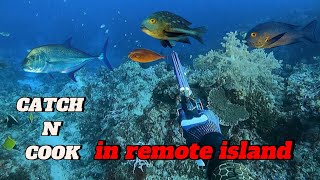 CATCH N COOK  SPEARFISHING PHILIPPINES  REMOTE ISLAND 🏝️ [upl. by Ahsinnor]