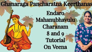 Endaro Mahanubhavulu Charanam 8 and 9 Tutorial On Veena Durga Mythreyee [upl. by Kerwin204]