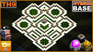 NEW BEST TH9 Base 2023 with COPY LINK  COC Town Hall 9 HybridTrophy Base Design [upl. by Beckman107]