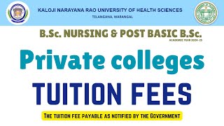 KNRUHS  BScNursing PVT Colleges tuition fees details knruhs bscnursing ntruhs warangal [upl. by Raymond]