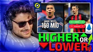 HIGHER OR LOWER MIT FUSSBALLER MARKTWERTEN⚽️💸Neuer Highscore mit Ligue 1 amp Serie A Spielern👀 [upl. by Myriam]