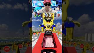 Super Heros Cars vs Lots of SpongeBob😂❌😱 BeamNGDrive shorts beamngdrive [upl. by Harriman780]