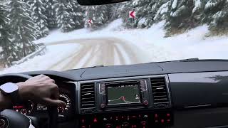 POV VW T6 multivan PanAmericana SNOW ROAD with 4motion DSG7 [upl. by Ihcego151]