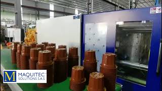 Máquina Inyectora para MacetasMateras Plásticas con Robot  280 Toneladas [upl. by Maillliw]