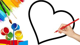 How to draw cute hearts and color rainbow for kids  Drawing Painting and Coloring [upl. by Aoket578]