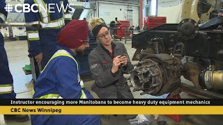 Instructor encouraging more Manitobans to become heavy duty equipment mechanics [upl. by Nojed522]