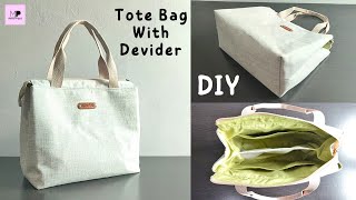 DIY Tote Bag With Devider  Tote Bag With Devider Tutorial [upl. by Cameron]