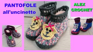 PANTOFOLE BABUCCE UNCINETTO tutte le taglie TUTORIAL FACILE Alex Crochet [upl. by Ayikan]