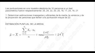 ESTADÍSTICA INFERENCIAL I EJERCICIO 1 ESTIMACIONES PUNTUALES MEDIA VARIANZA Y PROPORCIÓN [upl. by O'Mahony252]