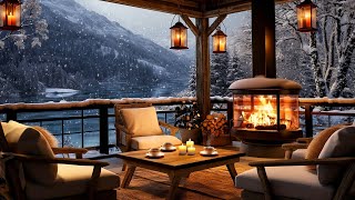 Cozy Winter Coffee Shop Ambience ⛄ Smooth Jazz Instrumental Music amp Crackling Fireplace for Relaxing [upl. by Filahk]