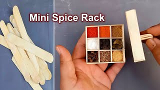 How to Make Mini Spice Rack for Miniature Kitchen  Tiny Masala Rack Making from Ice Cream Sticks [upl. by Belmonte]