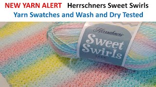 NEW YARN ALERT SWEET SWIRLS  Yarn Swatches  Wash amp Dry Tested  herrschners [upl. by Nileak]