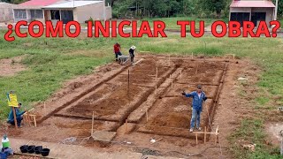 Inicio de obra Casa de 7m x 15m replanteo excavación escuadras solados y hierros a utilizar [upl. by Schonfeld12]