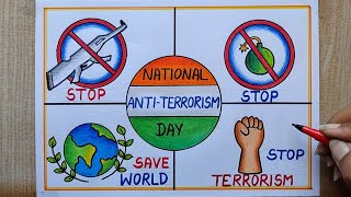 National AntiTerrorism Day Poster Drawing easy21 May  How to draw Stop Terrorism Poster Drawing [upl. by Nerine26]