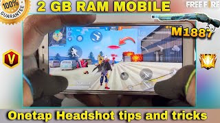 Onetap headshot tips and tricks on 2 gb ram mobile with handcam tutorial garena free fire [upl. by Tullusus838]