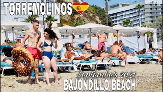 TORREMOLINOS SPAIN BEACH WALK SEPTEMBER 2021 BAJONDILLO BEACH Best Beaches In Costa Del Sol🌞 4K [upl. by Kenwood]