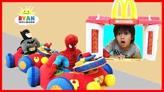 McDonalds Drive Thru Pretend Play Food Toys for Kids w Happy Meal Surprise [upl. by Isteb]