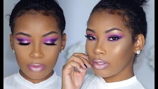 Colorful Summer Glitter Eyes  AaliyahJay [upl. by Neyuq790]