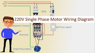 220V Single Phase Motor Wiring Diagram  Single motor connection  Motor Connection [upl. by Rickie635]