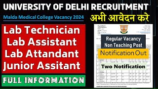 Non Teaching Position Vacancy  Lab Technician Lab Assistant Laboratory Attandant Recruitment 2024 [upl. by Vincenty]