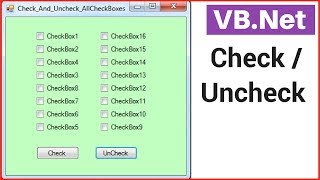 VBNet  How To Check And unCheck All CheckBox In Form In VBNet  With Source Code [upl. by Norga]