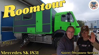 Roomtour Mercedes Saurer ÖlwannenService Expeditionsmobil Selbstausabau [upl. by Onez]