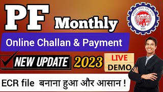 how to file pf challan online  pf challan payment online  pf challan generation online  ECR file [upl. by Collayer]