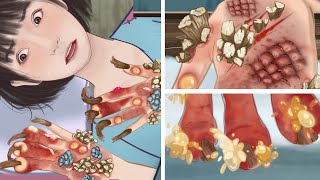 ASMR｜Treatment of onychomycosis on the hands of peasant women｜Trypophobia cautious entry기생충 제거 [upl. by Yenattirb]