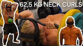 Neck Training Session Tutorial 135 lbs NECK CURLS [upl. by Ahseek]