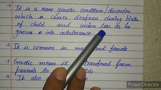 Introduction of Usher syndrome part 1 easy explaination in hindi with written handmade notes [upl. by Aryc]