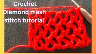 Crochet Diamond mesh stitch tutorial 💎  easy for beginners crochet crochettutorial [upl. by Clemence]