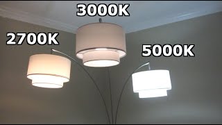 LED Light Bulb Color Comparison  2700K 3000K 5000K Side by Side Demo  Warm to Soft Bright White [upl. by Zehc]