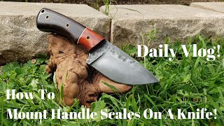 How To Mount Handle Scales On A Knife  Knife Making  Daily Vlog [upl. by Slaughter]