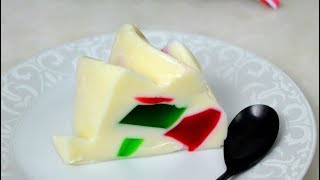 Gelatina de navidad o gelatina de colores con leche condensada ¡Fácil y deliciosa [upl. by Atinaujnas]