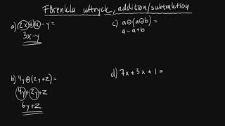 Förenkling uttryck addition och subtraktion  Uttryck ekvationer och funktioner  Åk 9 ny [upl. by Jasen]