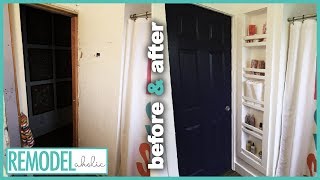 How to Build Recessed Shelves Between Studs  Bathroom Organization [upl. by Noimad]