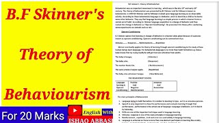 Behaviorism theory of BF Skinner [upl. by Eimilb627]