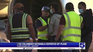 Colombian nationals deported by plane at Harlingen International Airport [upl. by Sherwynd]