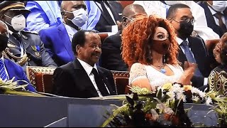 Cameroon President Paul Biya and 1st lady Chantal Vigouroux ​ at AFCON 2022 closing ceremony [upl. by Natanoy]