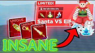 Trying out the new Santa Versus Elf gamemode in roblox bladeball INSANE LOOT merry christmas [upl. by Perce]