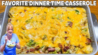 Easy Casserole  CREAMY POTATO SAUSAGE amp BROCCOLI [upl. by Ecirpac412]