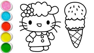 Hello Kitty Drawing Painting and Coloring for Kids amp Toddlers [upl. by Nagaet]