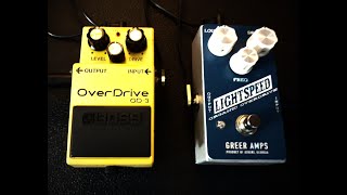 Boss OD3 v Greer Lightspeed  Budget v Boutique Transparent Overdrive Battle [upl. by Aratak]